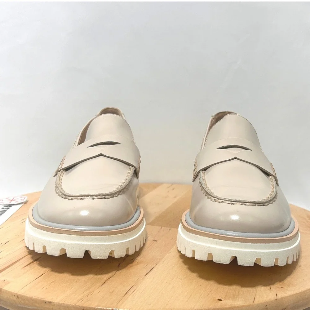 Paul Green Lillian Penny Leather Biscuit Brushed Almond Toe Loafers - Size 7.5